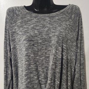 Heather grey with slight light purple/blue and gathered/knot front detail